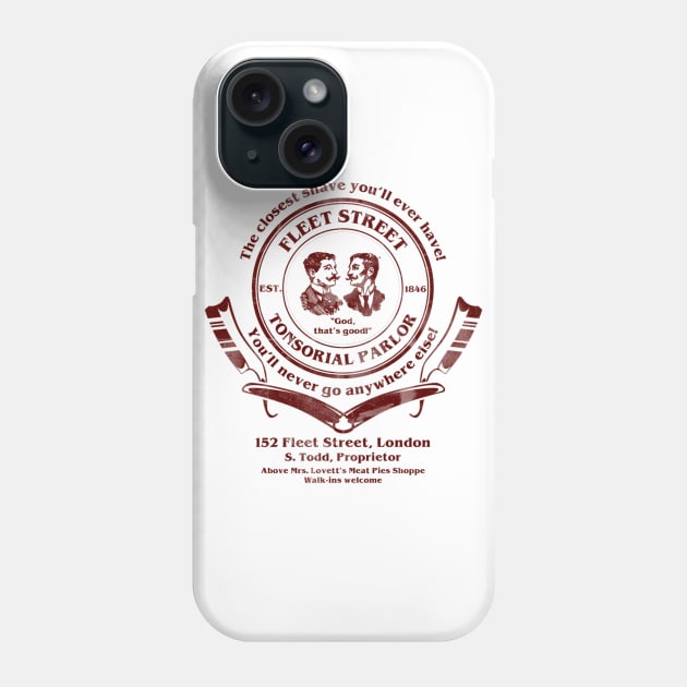 Sweeney Todd's Fleet Street Tonsorial Parlor Phone Case by Contentarama