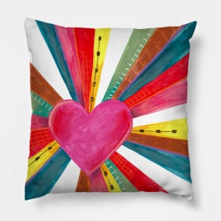 Rainbow sun heart valentines Pillow