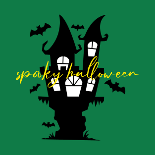 Spooky Halloween Haunted House Design T-Shirt