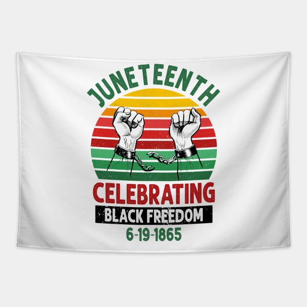 Juneteenth, Celebrating Black Freedom, 6-19-1865, Black History, unchained Tapestry by UrbanLifeApparel