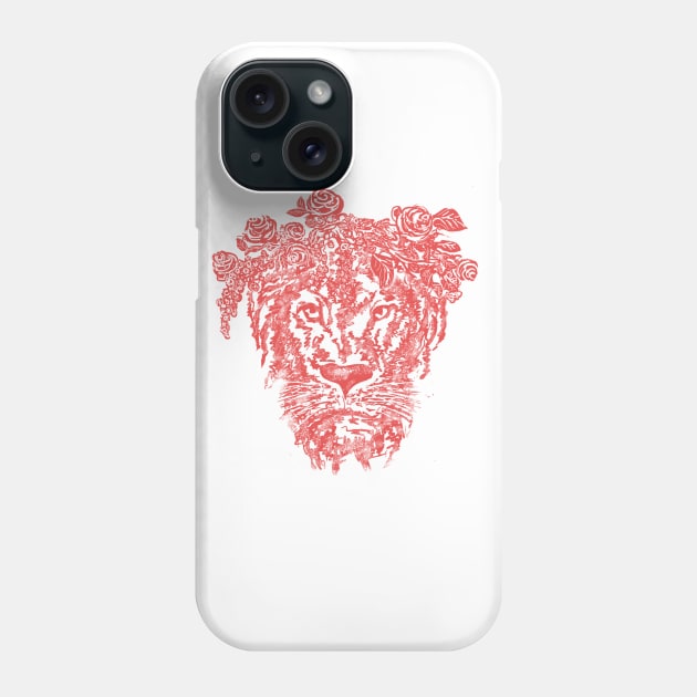 lion with a flower crown Phone Case by massingso