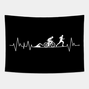 Triathlon Heartbeat Gift Tapestry