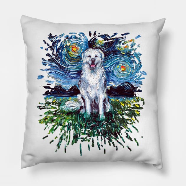 Great Pyrenees Night (splash version) Pillow by sagittariusgallery