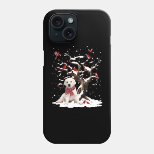 White Labrador Scarf Cardinal Snow Christmas Phone Case