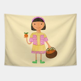 Orange girl Tapestry