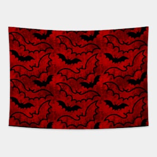 Flying Bats Vampire Red Pattern Tapestry