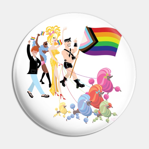 Gay Pride Poodles Pin by ruralmodernist