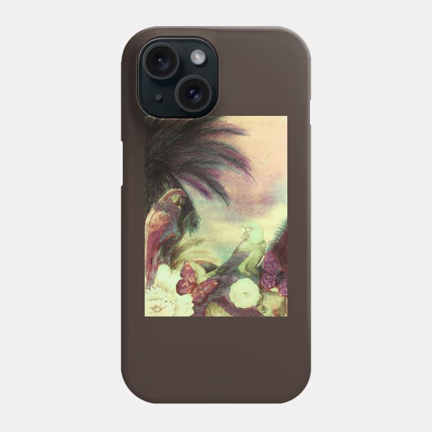 DUSKY PINK PASTEL, EXOTIC ISLAND PARROT PRINT, TROPICAL FLOWERS DECO DESIGN HOLIDAY POSTER Phone Case by jacquline8689