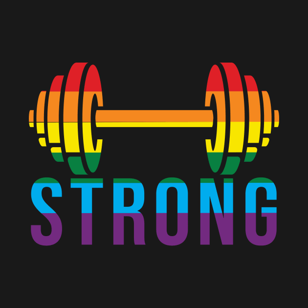 Pride Month STRONG Pride Rainbow Dumbell for Bodybuilders by SusanaDesigns