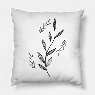 Minimal Leaves, Line Art Design Pillow