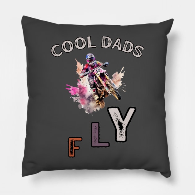 Motocross Cool Dad Dirt Bike Racer Pillow by stickercuffs