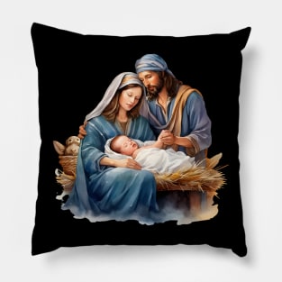 Watercolor Nativity Scene Pillow