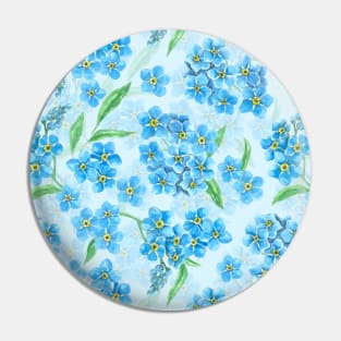 Forget me not watercolor flowers on light blue Pin