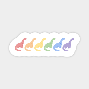 Rainbow Dinosaurs (White Background) Magnet