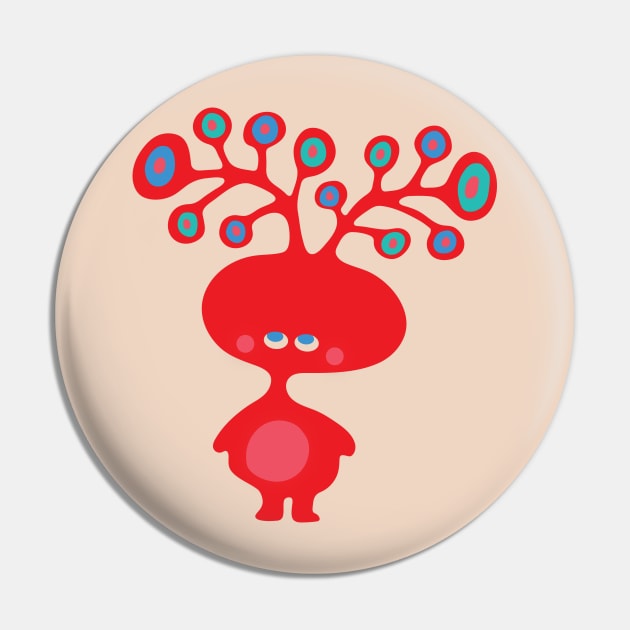 TREE HEADS Cute Red Imaginary Kids Kawaii Monster with Funny Antlers - UnBlink Studio by Jackie Tahara Pin by UnBlink Studio by Jackie Tahara