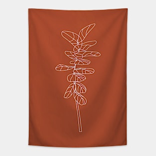 Line Art Botanical, Terracotta Print Tapestry