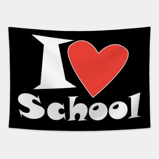 I love My School. Slogan. Back to school. Hello School. Happy Teacher Day. Autumn. Learning Children. Cartoon Graphic design Tapestry