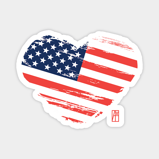 I love my country. I love the USA. I am a patriot. In my heart, there is always the flag of the USA Magnet by ArtProjectShop