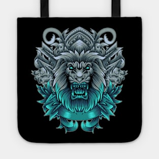 Angry Lion with neon color Tote