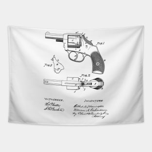 Revolving Firearm Vintage Patent Hand Drawing Tapestry