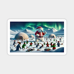 Santa Paws and the Elf Penguins: A Snowball Stramash Magnet