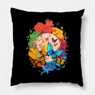 Colorful Butterfly Vortex Colorsplash Design Pillow