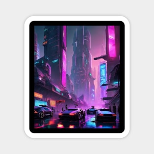 Future City - Neon Cityscape Magnet