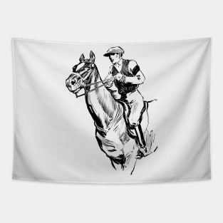 Vintage Jockey on Horseback Tapestry