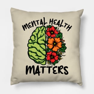 Mental Health Matters Awareness Flowers Pillow