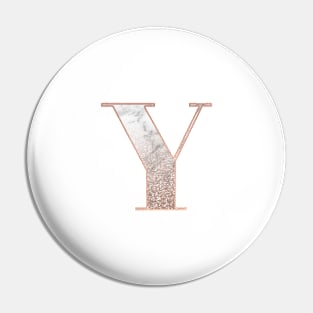 Monogram rose gold glitter marble Y Pin