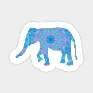 Mandala Painted Elephant Pink Teal and Blue Magnet