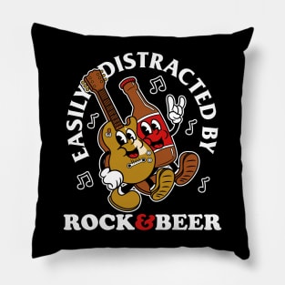 Easily Distracted By Rock & Beer Pillow