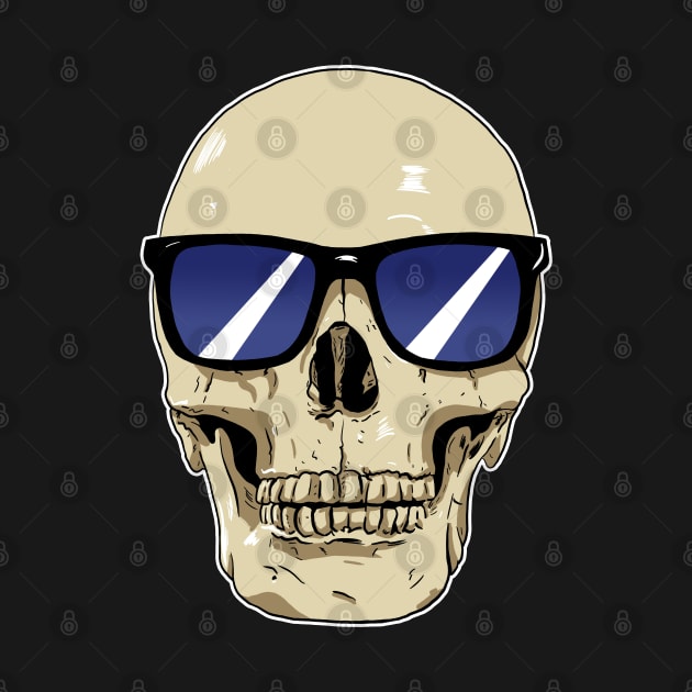 Skull Wearing Sunglasses Blue Lenses by Black Snow Comics
