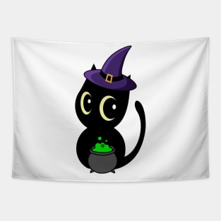 Cute Black cat is a witch Tapestry