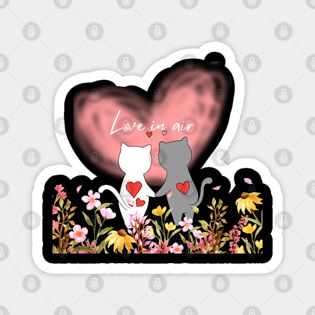 Valentine Day Cat Tee shirt Magnet by APPARELAURA