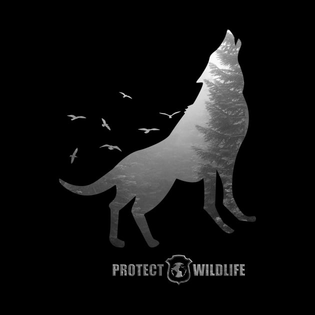 Protect Wildlife - Nature - Wolf Silhouette by JTYDesigns