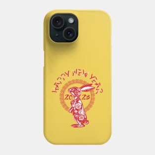 Chinese New Year 2023 Happy Red Rabbit with flowers Phone Case