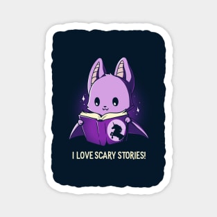 I Love Scary Stories!  Cute Funny Cat Kitten Scary Horror Sarcastic Humor Quote animal Lover Artwork Magnet