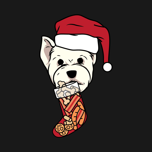 Funny Westie Stocking With Treats Christmas by blacklines