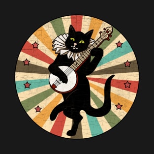 Vintage Cat Playing Banjo T-Shirt