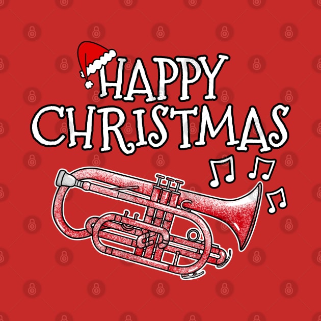 Christmas Cornet Brass Musician Santa Hat Xmas 2022 by doodlerob