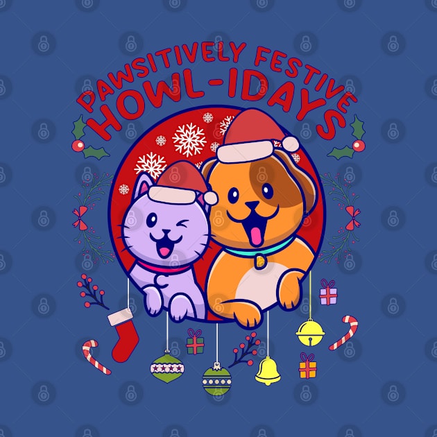 Pawsitively Festive Howl-idays pet christmas by PositiveMindTee