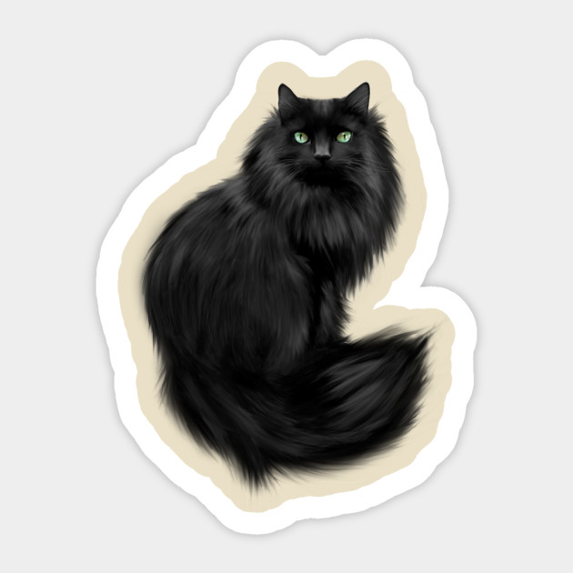 Beautiful Long Haired Cat Long Haired Black Cat Sticker