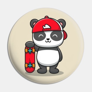 Cute Panda With Skateboard Pin