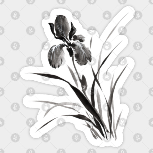 Iris Flower Monochrome Watercolor Painting Watercolor Flowers