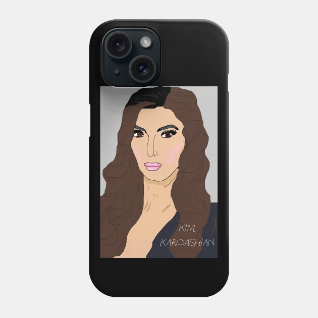 Kim Kardashian Drawn in MS Dos paint Phone Case by obstinator