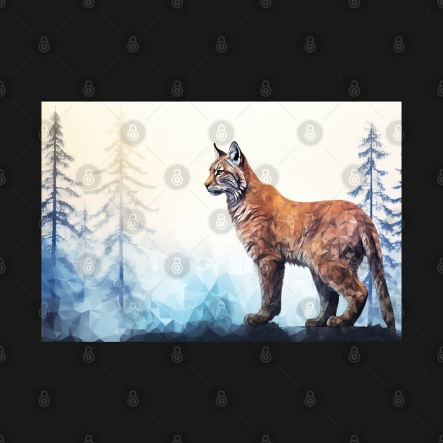 Misty boreal watercolor lynx by etherElric