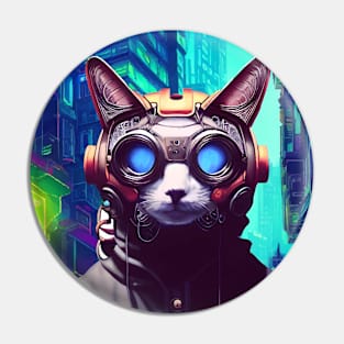 Techno Cat In Japan Neon City Pin