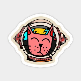 Astronaut cat doodle art illustration Magnet