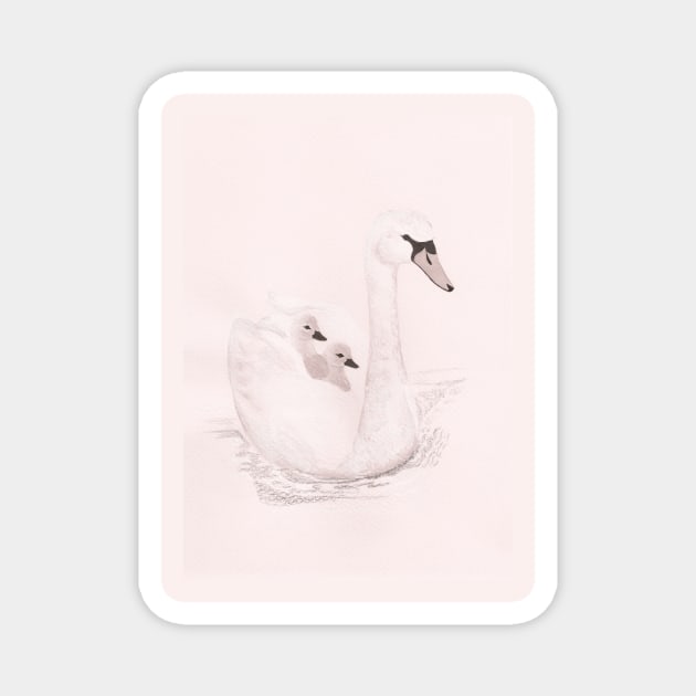 Swan mom Magnet by timeforpaint